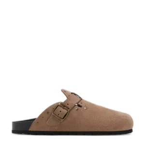 MANGO TEEN suède clogs met studs lichtbruin