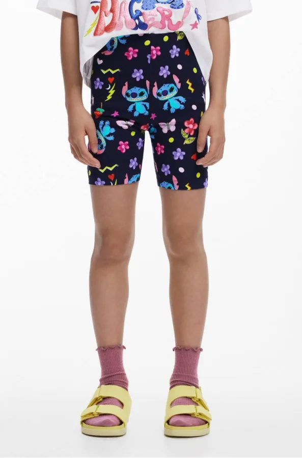 Desigual biker short donkerblauw/roze/geel