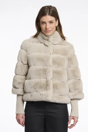 Rino & Pelle Feline.7002512 Faux Fur Jacket With Knitted Sleeve Jackets 9030 Birch