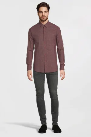 anytime gemêleerd overhemd bordeauxrood