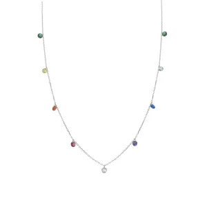 Luxenter Sterling zilveren 925 ketting met veelkleurige gerhodineerde zirkonia’s – Rolcon