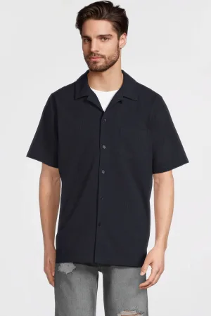 anytime seersucker overhemd marineblauw