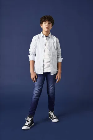 KIDS ONLY BOY overhemd KOBNIELS met backprint blauw