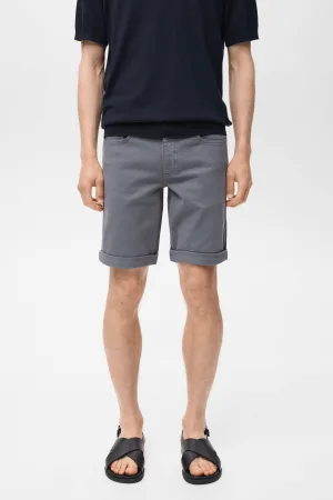 Mango Man denim slim short grijsblauw