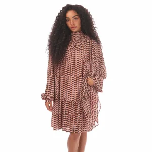 Hugo Dames/Dames Kesura-1 Jurk met Ruches (Zwart/Bruin)