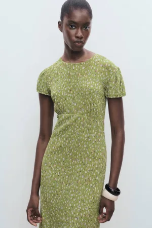 Mango zomerjurk groen