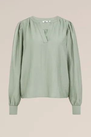 WE Fashion – Dames blouse met ballonmouwen – Regular fit – Lichtgroen – Viscose –