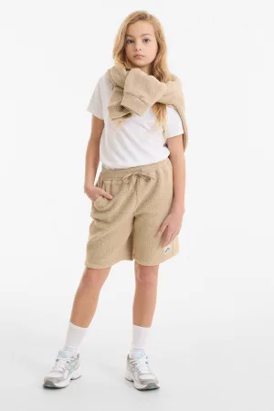 anytime teddy fleece short beige
