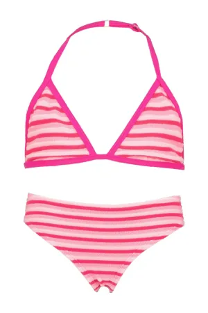 Vingino halterbikini Zavine met streepdessin felroze