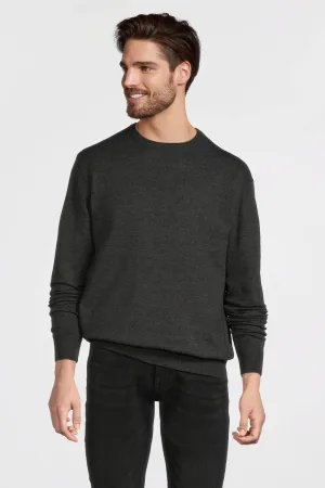 anytime gebreide trui donkergrijs melange