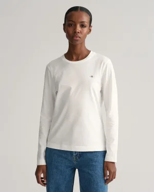 Gant Shirt met lange mouwen REG SHIELD LS T-SHIRT klein logoborduursel op borsthoogte