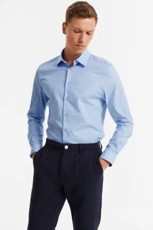 anytime slim fit poplin overhemd lichtblauw
