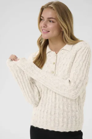Cream gebreide trui crème