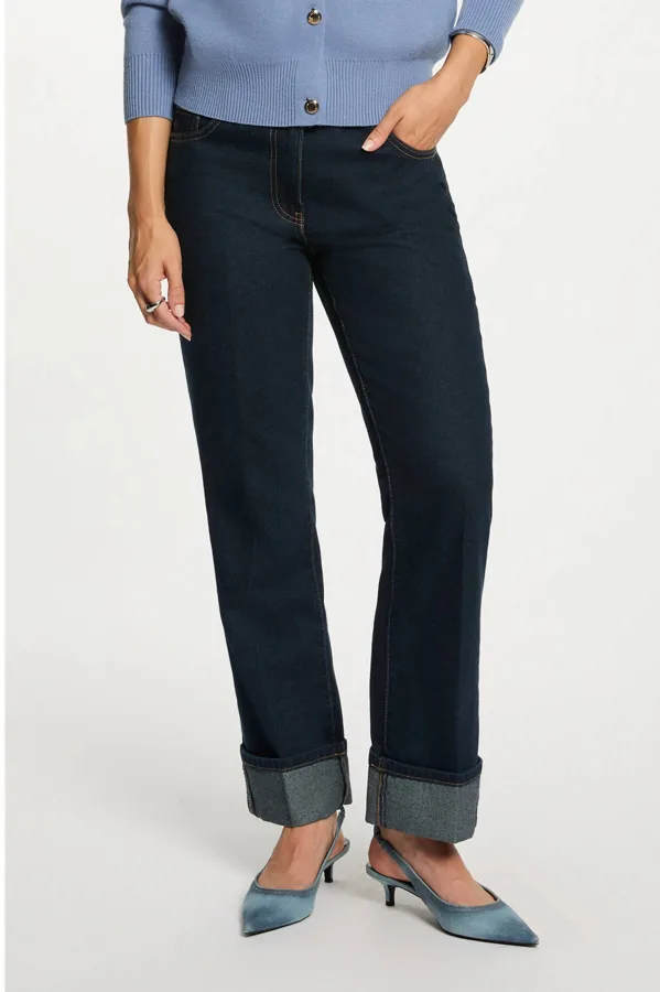 Morgan straight leg jeans dark blue denim