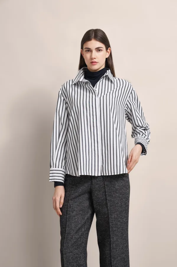 Bugatti Damen Blouse met blinde knoopsluiting