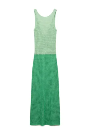Mango maxi jurk crochet groen