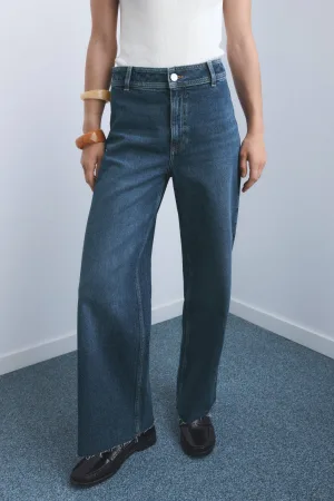 Mango wide leg jeans dark blue denim