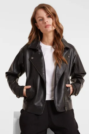 anytime imitatieleren bikerjack zwart