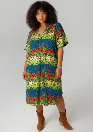 Aniston PLUS Blousejurk met kleurige dierenprint