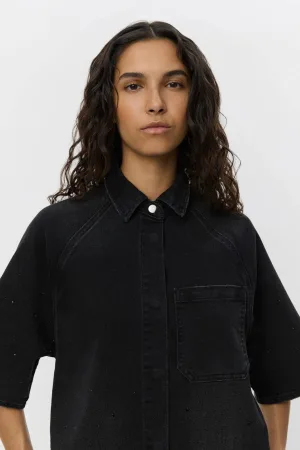 Sofie Schnoor denim jurk met glitter zwart