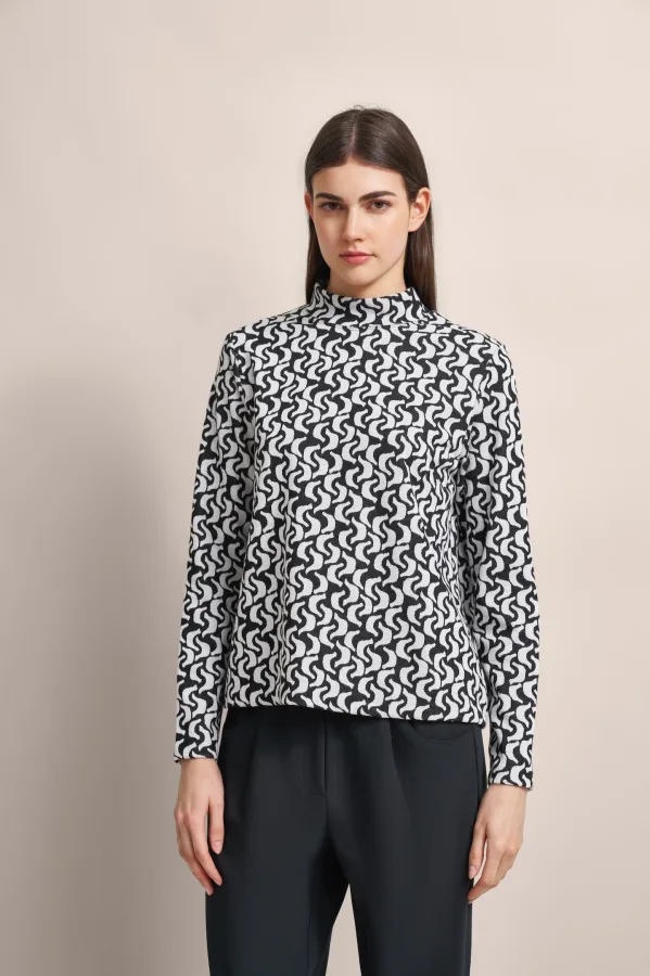 Bugatti Damen Shirt met lange mouwen en grafische patronen