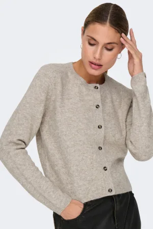 JDY vest taupe fijn gebreid