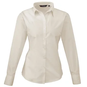 Premier Dames/Dames Popeline Blouse met Lange Mouwen (Natuurlijk)