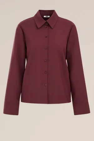 WE Fashion – Dames Overhemdblouse – Boxy Fit – Aubergine –