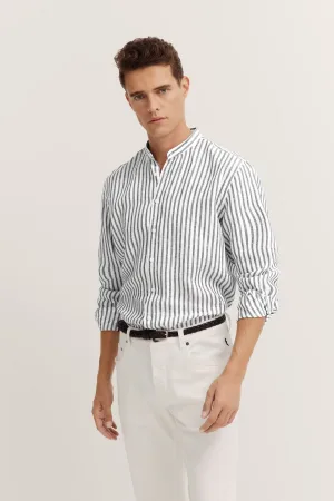 Bugatti Overhemd met lange mouwen met mandarijn-kraag