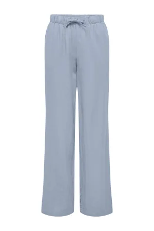 ONLY CARMAKOMA linnen high waist straight broek lichtblauw