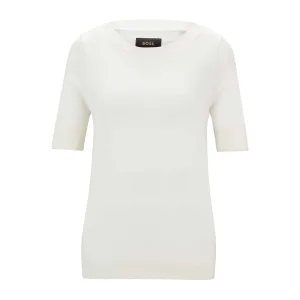 Boss Dames/Dames Eleanza Zijden Top met Korte Mouwen (Wit)