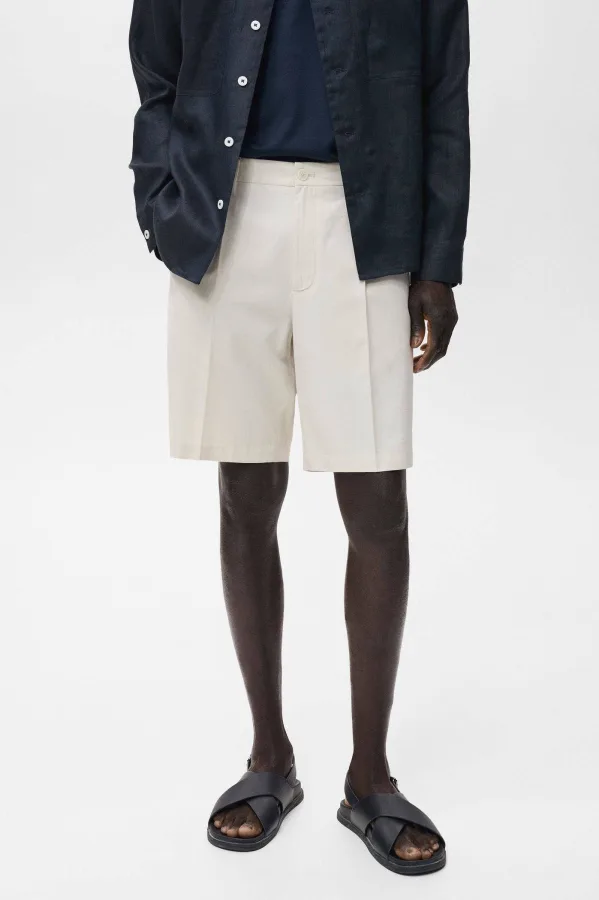 Mango Man regular chino short ecru