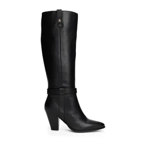 Tommy Hilfiger leren hoge laarzen zwart