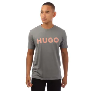 Men’s Hugo Dulivio Logo Print T-Shirt in Grey