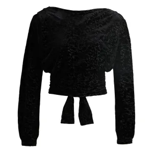 Boss Dames/Dames C Edevory Devoré Wrap Crop Top (Zwart)