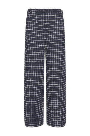 ICHI straight regular waist casual broek donkerblauw