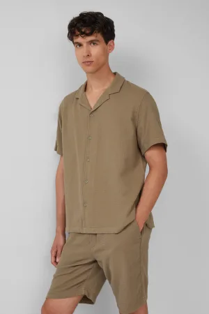 s.Oliver casual overhemd met textuur bruin