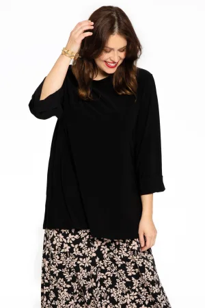 YOEK top van travelstof DOLCE zwart