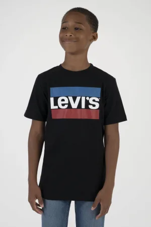 Levi’s Kids T-shirt met logo zwart/rood/blauw