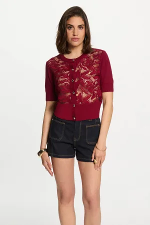 Morgan gebreid vest donkerrood