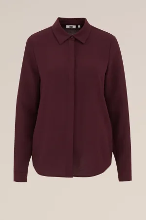 WE Fashion – Dames blouse met fijne structuur – Regular fit – Aubergine –