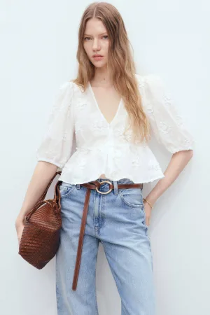 Mango blousetop wit broderie