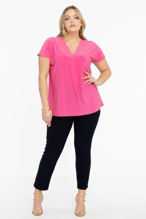 YOEK cropped slim fit tregging DOLCE van travelstof donkerblauw