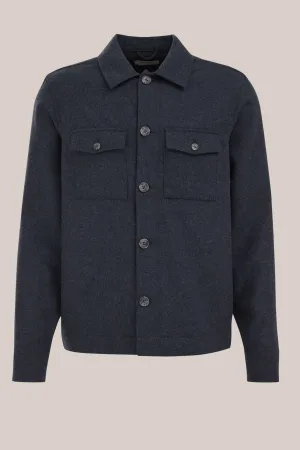 WE Fashion – Heren Boxy fit overshirt van wolmix – Boxy Fit – Donkerblauw –