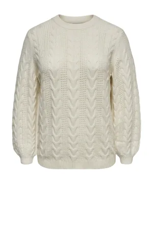 ONLY CARMAKOMA trui ecru met kabels