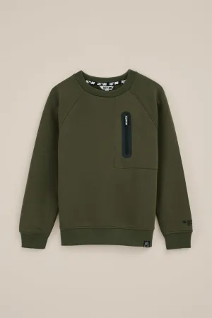 Salty Dog – Jongens sweater van scubastof – Regular fit – Donkergroen – Katoen –