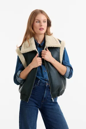 anytime PU gilet zwart