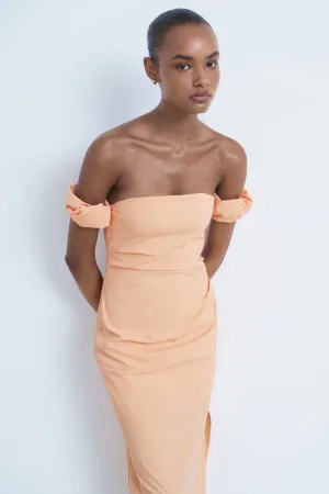 Mango off shoulder jurk oranje