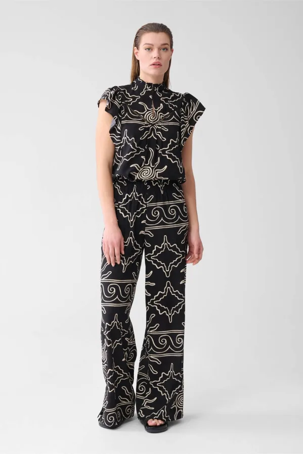 Shoeby wide leg high waist broek zwart