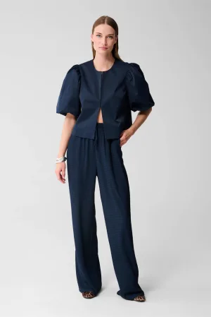 Shoeby wide leg high waist broek donkerblauw